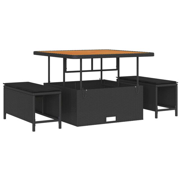 vidaXL Garten-Sofa-Set mit Kissen mit Speicher 12 pcs Schwarz