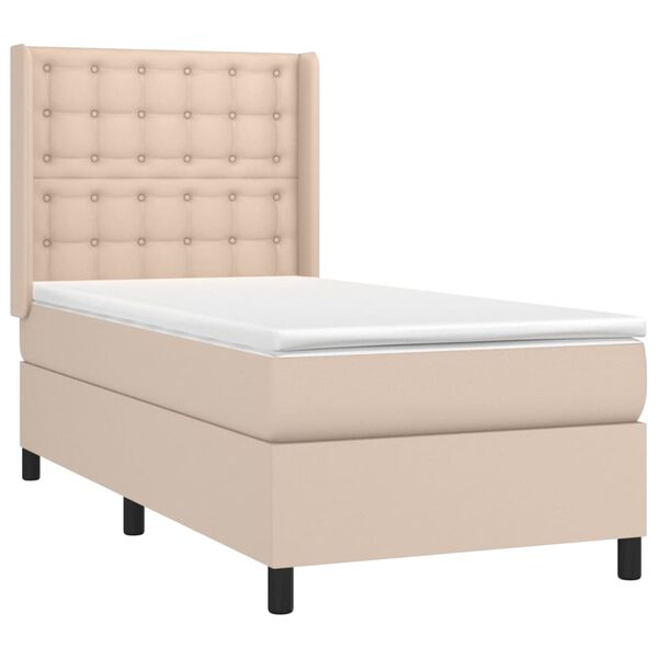 vidaXL Boxspringbett Matratze Cappuccino-Braun 100x200cm Kunstleder