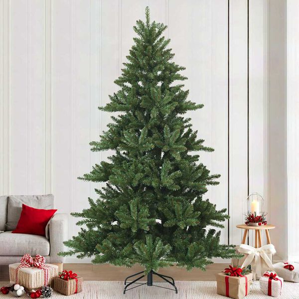 vidaXL K&uuml;nstlicher klappbarer Weihnachtsbaum Gr&uuml;n 240 cm PVC, Stahl