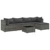 vidaXL 6-tlg. Garten-Lounge-Set mit Kissen Grau Poly Rattan