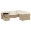 vidaXL 10-tlg. Garten-Sofagarnitur mit Kissen Beige Poly Rattan