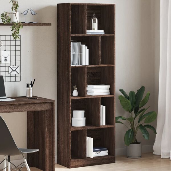 vidaXL B&uuml;cherregal Braun Eichen-Optik 57x28,5x174 cm Holzwerkstoff