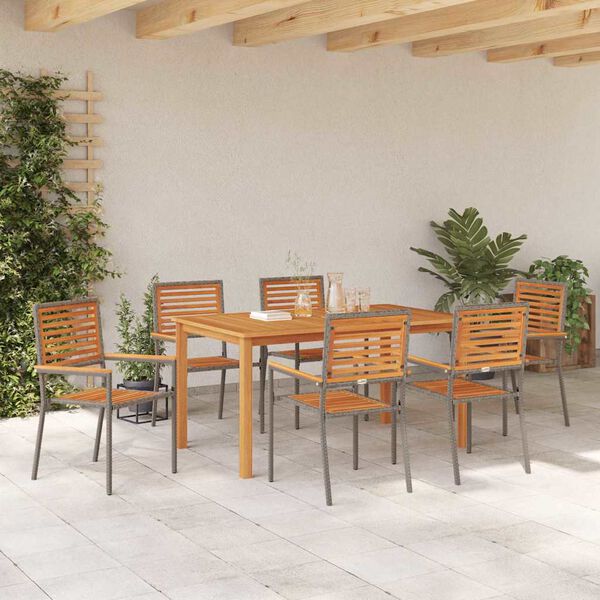 vidaXL Garten Essgruppe 7 pcs Grau Massivholz Akazie