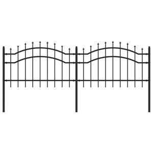 vidaXL Gartenzaun mit Speerspitze Schwarz 239 x 75 cm Pulverbeschichteter Stahl