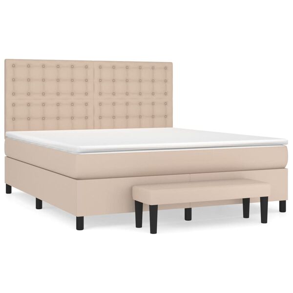 vidaXL Boxspringbett Matratze Cappuccino-Braun 180x200 cm Kunstleder