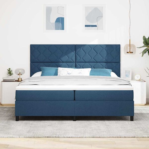 vidaXL Boxspringbett mit Matratze mit LED Blau 200 x 200 cm Stoff