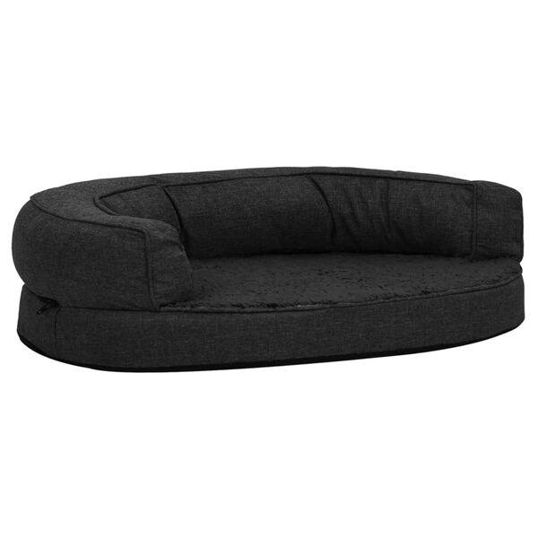 vidaXL Hundematratze Ergonomisch 75x53 cm Leinenoptik Fleece Schwarz