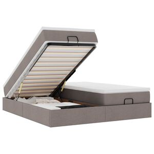 vidaXL Ottoman-Bett mit Matratzen Taupe 180x200 cm Stoff