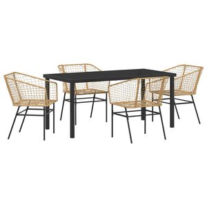 vidaXL Garten Essgruppe 5 pcs Braun Poly-Rattan