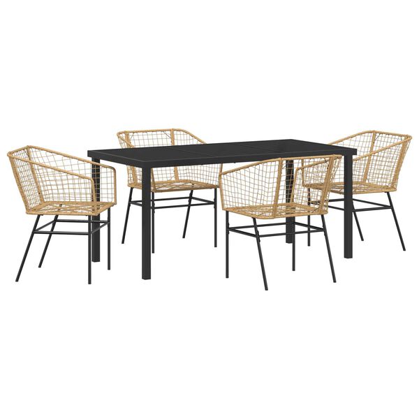 vidaXL Garten Essgruppe 5 pcs Braun Poly-Rattan