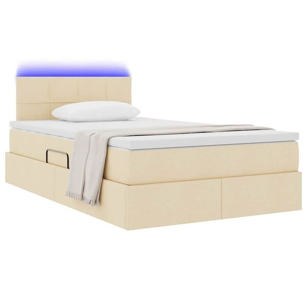vidaXL Bett mit Stauraum und LED Creme 120 x 200 cm Polyester