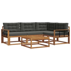 vidaXL Outdoor-Sofagarnitur mit Kissen 5 pcs Natur und Anthrazit
