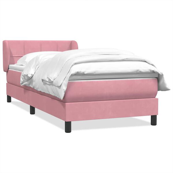 vidaXL Boxspringbett mit Matratze Rosa 80x220 cm Samt