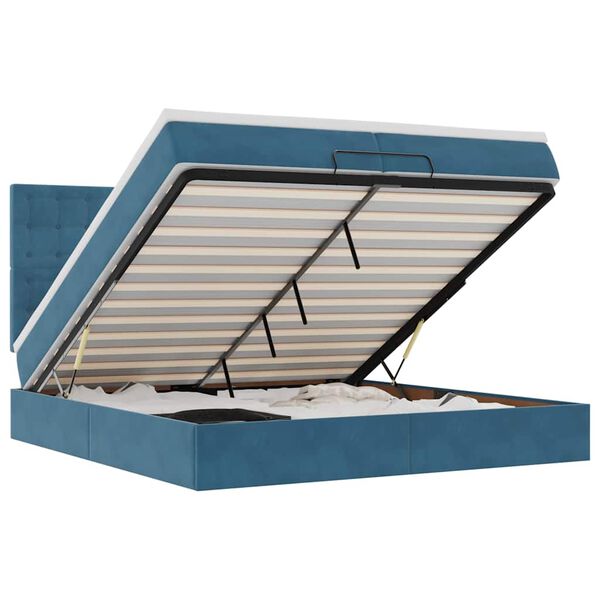 vidaXL Ottoman-Bett mit Matratzen Dunkelblau 200x200 cm Samt