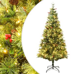 vidaXL Weihnachtsbaum mit Beleuchtung und Kiefernzapfen Gr&uuml;n 120 cm