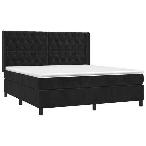 vidaXL Boxspringbett mit Matratze Schwarz 160x200 cm Samt