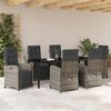 vidaXL Garten Essgruppe mit Kissen 7 pcs Grau Poly-Rattan