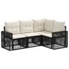 vidaXL Gartensofa-set 4 pcs Schwarz und Cremewei&szlig; Poly-Rattan
