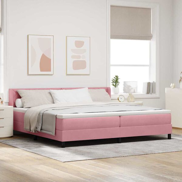 vidaXL Boxspringbett mit Matratze Rosa 200 x 200 cm Polyester