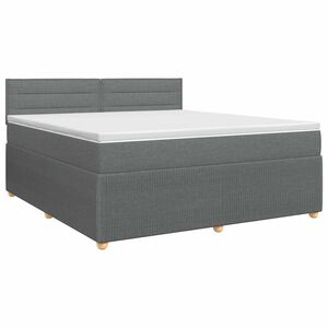 vidaXL Boxspringbett mit Matratze Dunkelgrau 160 x 200 cm Stoff