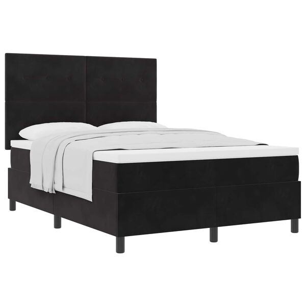 vidaXL Boxspringbett mit Matratze Schwarz 140 x 190 cm Stoff