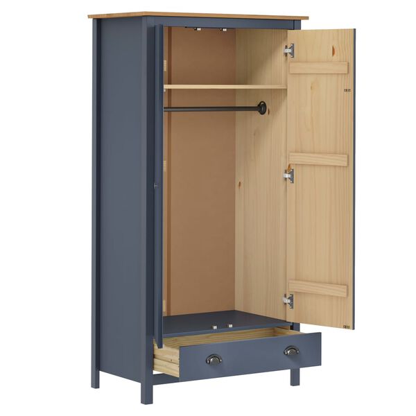 vidaXL Kleiderschrank mit 2 T&uuml;ren Hill Grau 89x50x170 cm Kiefernholz