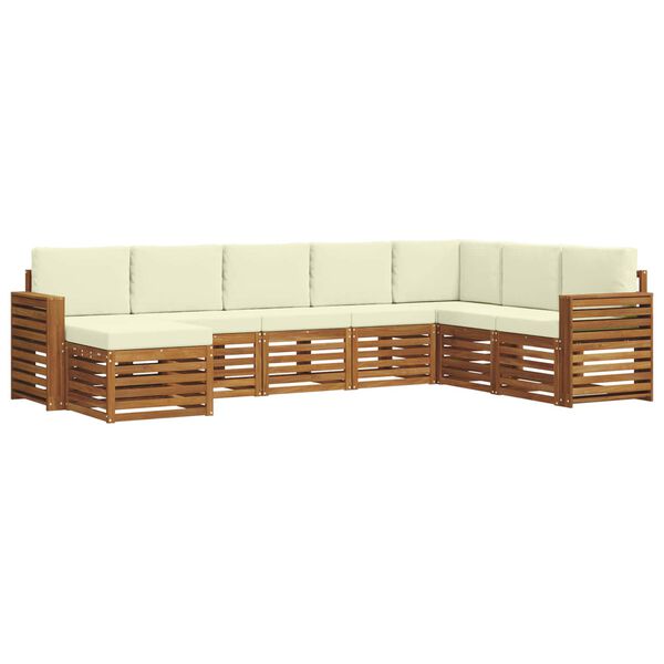 vidaXL Sofagarnituren 8 pcs Natur und Creme Massivholz Akazie