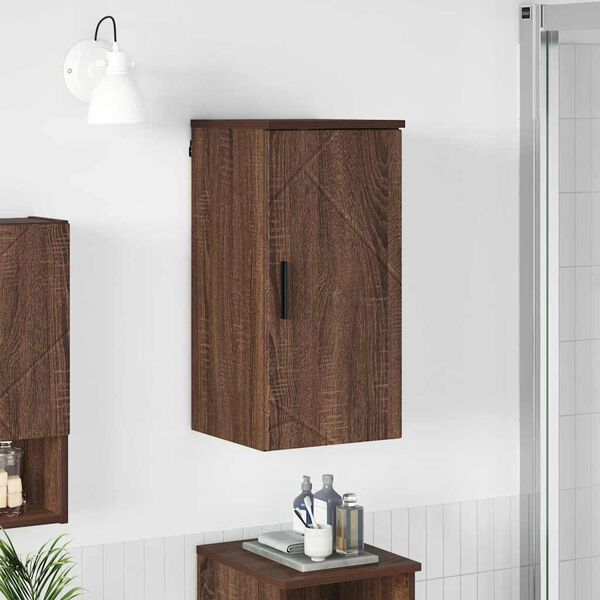 vidaXL Badezimmerschrank mit T&uuml;r Braun Eichen-Optik 30 x 31,5 x 61 cm