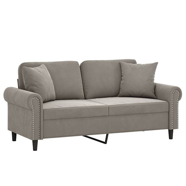 vidaXL 2-Sitzer-Sofa mit Kissen Hellgrau 140 cm Samt