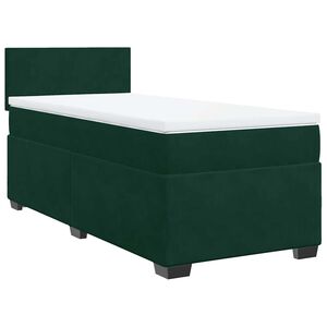 vidaXL Boxspringbett mit Matratze Dunkelgr&uuml;n 90x190 cm Samt