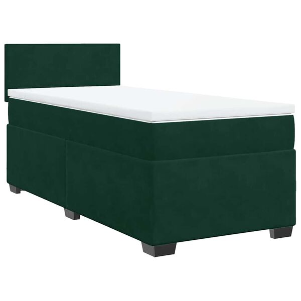 vidaXL Boxspringbett mit Matratze Dunkelgr&uuml;n 90x190 cm Samt