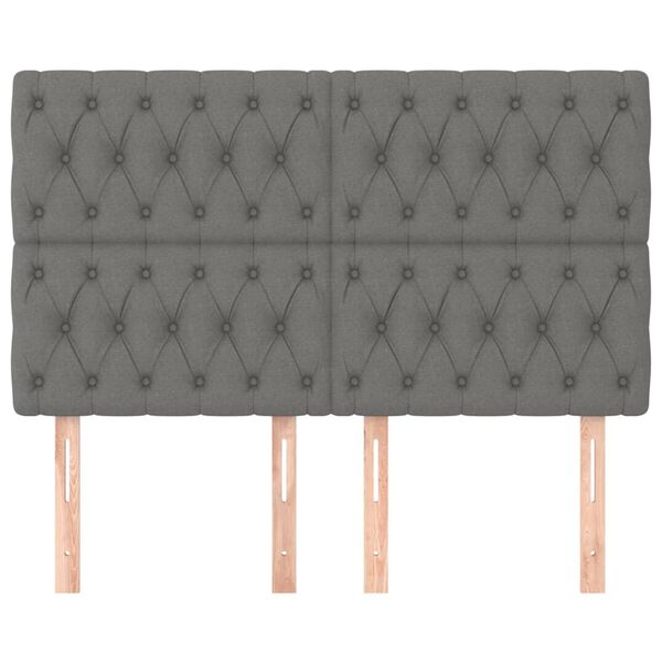 vidaXL Kopfteil Dunkelgrau 160 x 7 x 118/128 cm Stoff