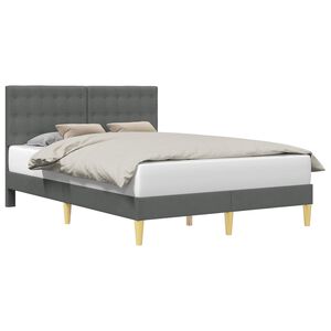vidaXL Bettrahmen mit Kopfteil Dunkelgrau 140 x 190 cm Stoff