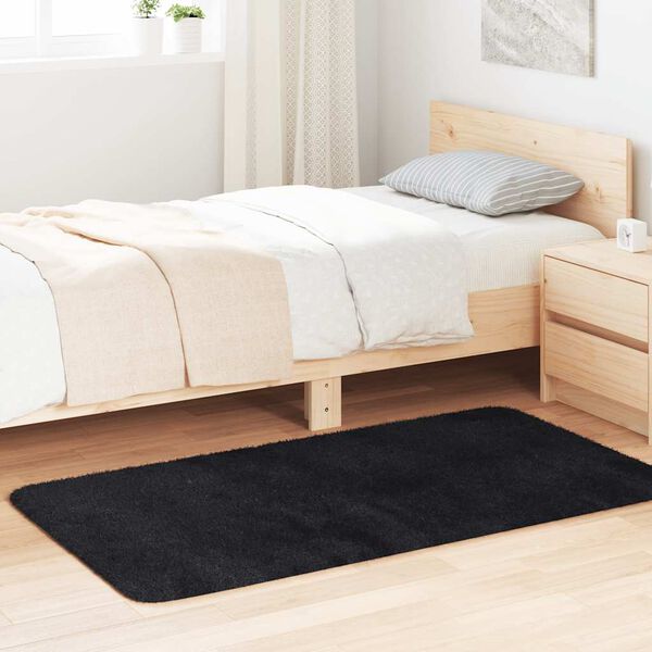 vidaXL Teppich Shaggy Hochflor NAVARRA Schwarz 80x150 cm Polyester