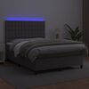 vidaXL Boxspringbett mit Matratze & LED Grau 140x200 cm Kunstleder