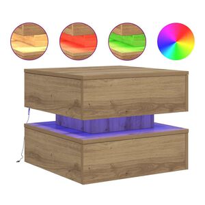 vidaXL Couchtisch mit LED-Leuchten Artisan-Eiche 50x50x40 cm
