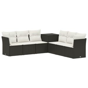 vidaXL Sofa Set 7 stk. Schwarz und Cremewei&szlig; Polyrattan und Stahl