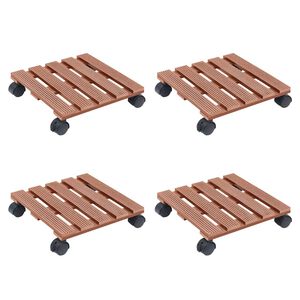 vidaXL Pflanzenroller 4 Stk. Braun 30x30x7,5 cm WPC