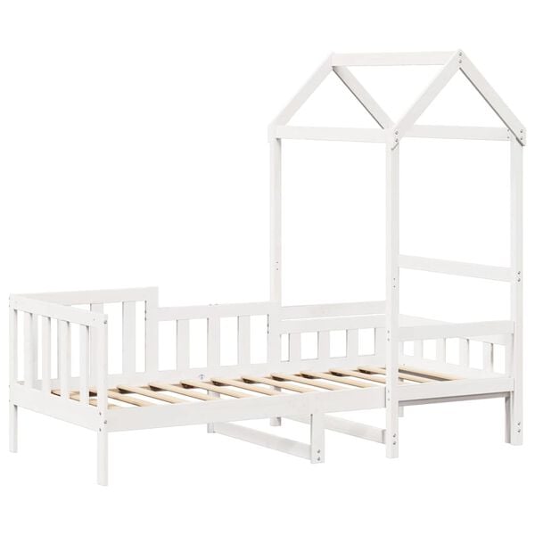 vidaXL Tagesbett mit Dach Wei&szlig; 80x200 cm Massivholz Kiefer
