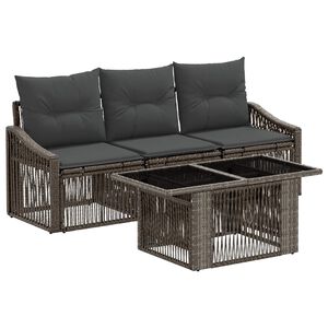 vidaXL Gartensofa-set 4 stk. Grau und Dunkelgrau Poly-Rattan