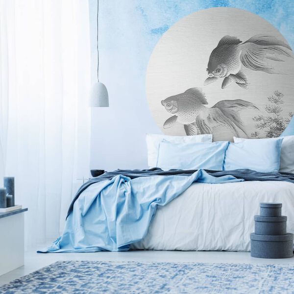 WallArt Fototapete Two Goldfish Rund 190 cm