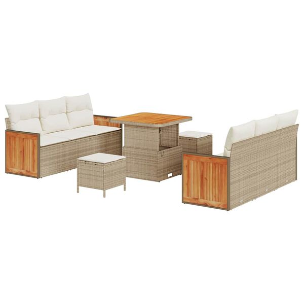 vidaXL Garten-Sofa-Set mit Kissen 9 pcs Beige und Creme
