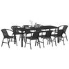 vidaXL Garten Essgruppe 9 pcs Schwarz Pulverbeschichteter Stahl