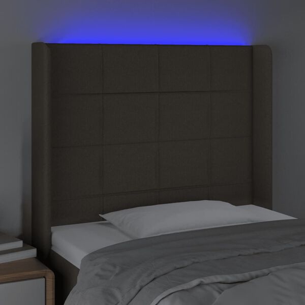 vidaXL LED Kopfteil Taupe 93x16x118/128 cm Stoff