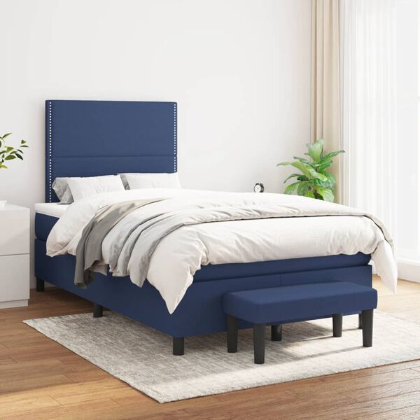 vidaXL Boxspringbett mit Matratze Blau 120x190 cm Stoff