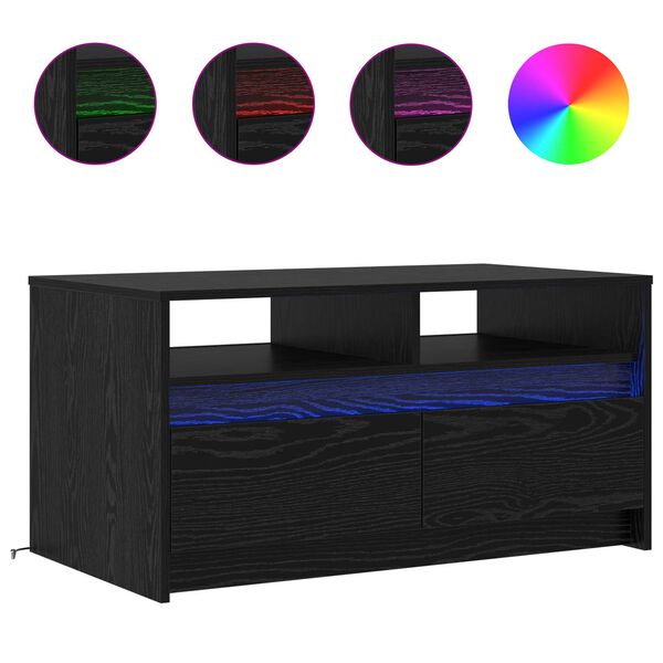 vidaXL Couchtisch Schwarz Eichen-Optik 90 x 50 x 45 cm Holzwerkstoff