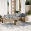 vidaXL 7-tlg. Garten-Sofagarnitur mit Kissen Beige Poly Rattan