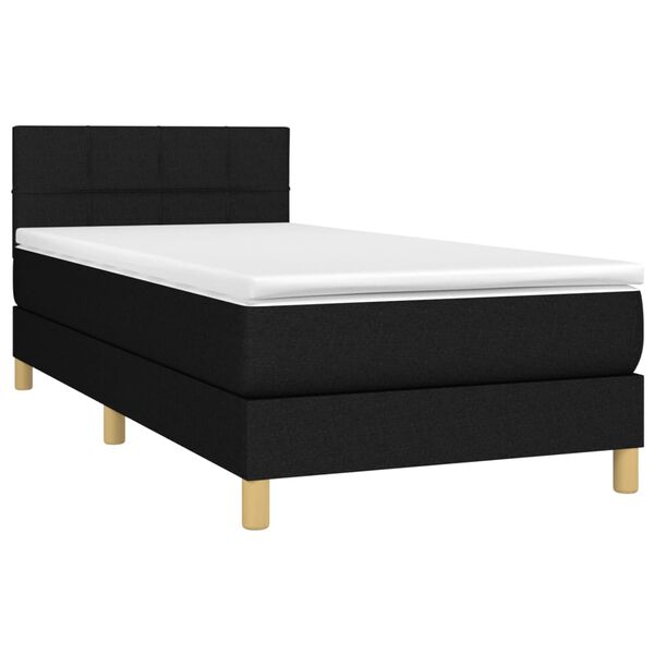vidaXL Boxspringbett mit Matratze Schwarz 90x200 cm Stoff