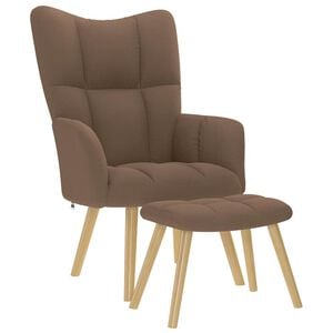 vidaXL Relaxsessel mit Hocker Braun Stoff