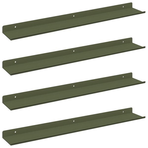 vidaXL Schwebendes Regal 4 pcs Olive Gr&uuml;n 60 x 8,5 x 2,5 cm Stahl